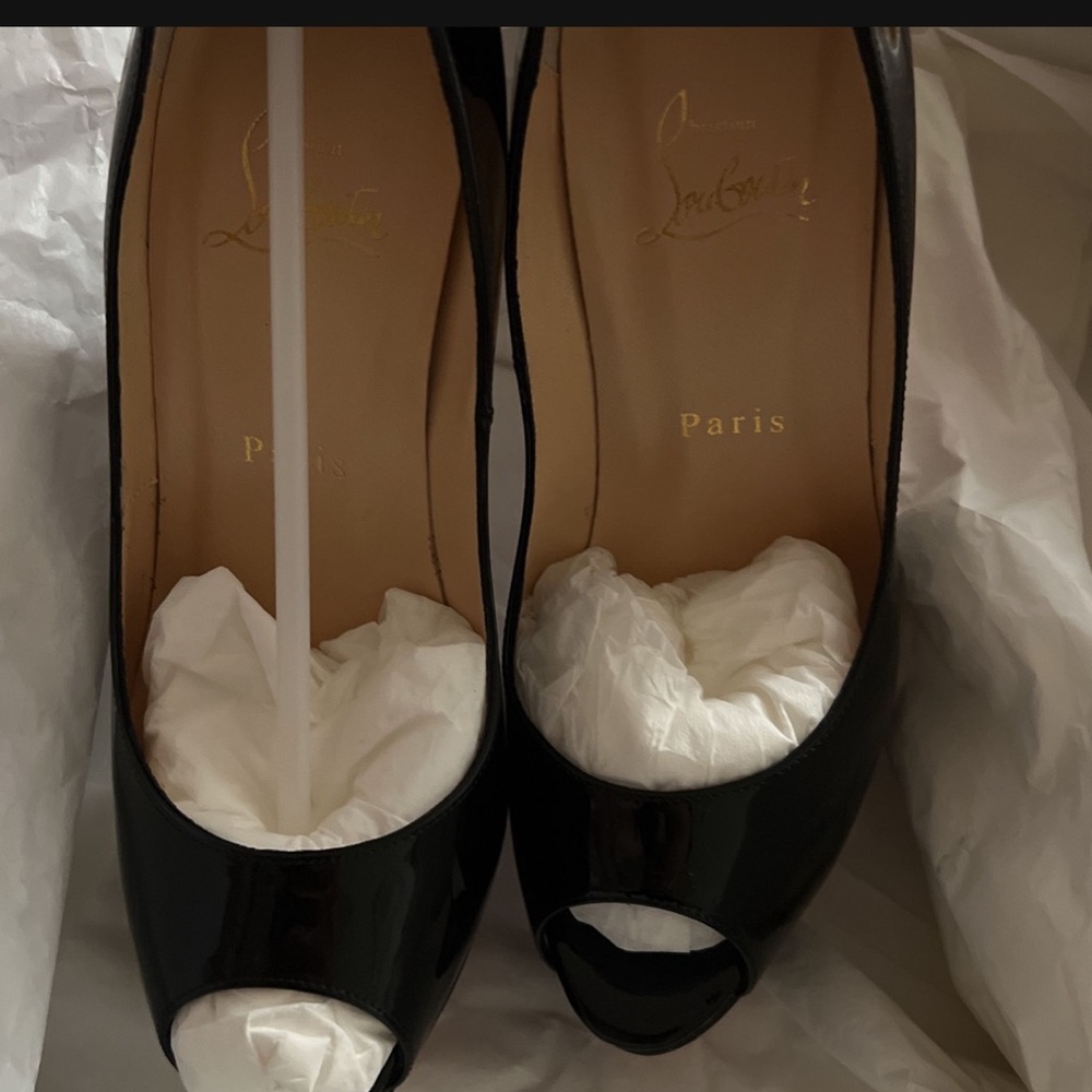 Christian Louboutin Black Peep-Toe Pumps
